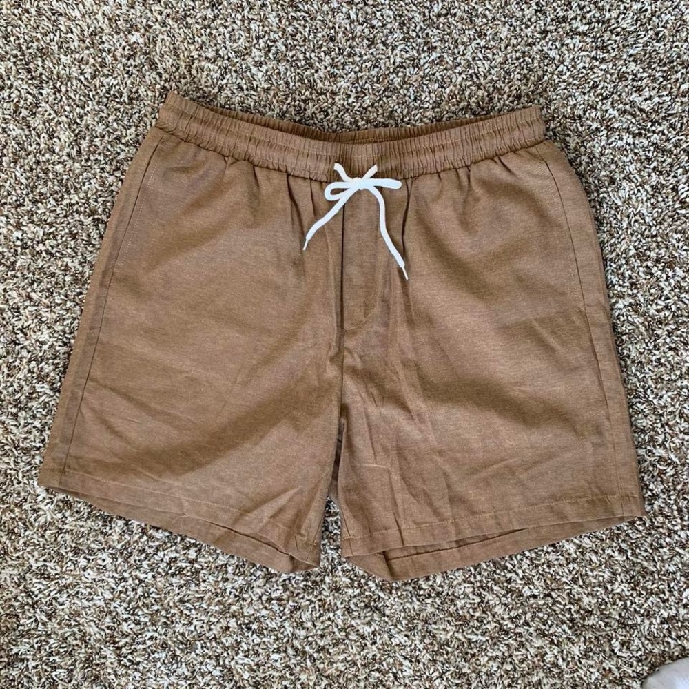 Mens Manfinity brown drawstring shorts with elastic waistband Size L